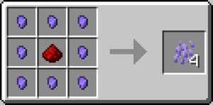 Vibranium nuggets and redstone being crafted into vibranium nanites.